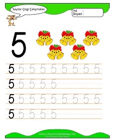 5 Rakamı Çizgi Çalışmaları Çalışma Sayfaları
